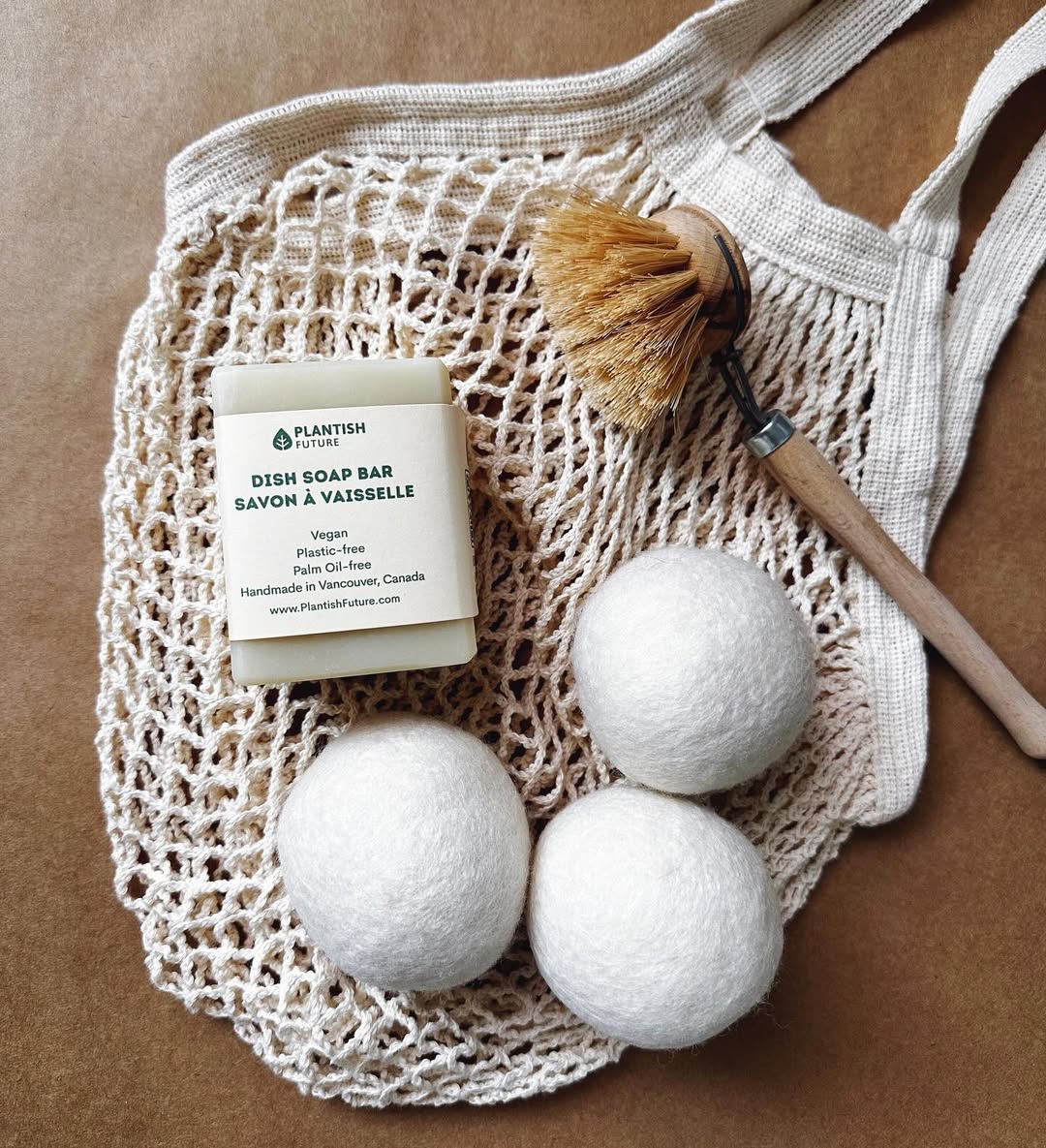 Image of Springfield Mercantile Co. close up of Eco-Friendly mesh bag with wool dryer balls and soap goods on the about page. 

Keywords: Springfield Mercantile Co., About Us, Peek Into Our Shop, Eco-Friendly, eco-friendly mesh bag with wool dryer balls and soap image, online shop, Shopify
