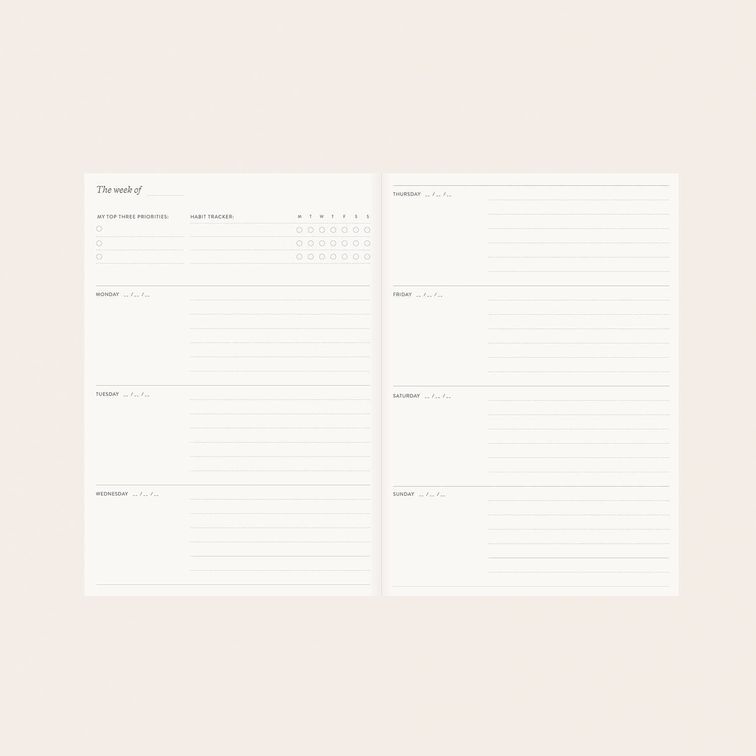 LINEN-BOUND UNDATED PLANNER