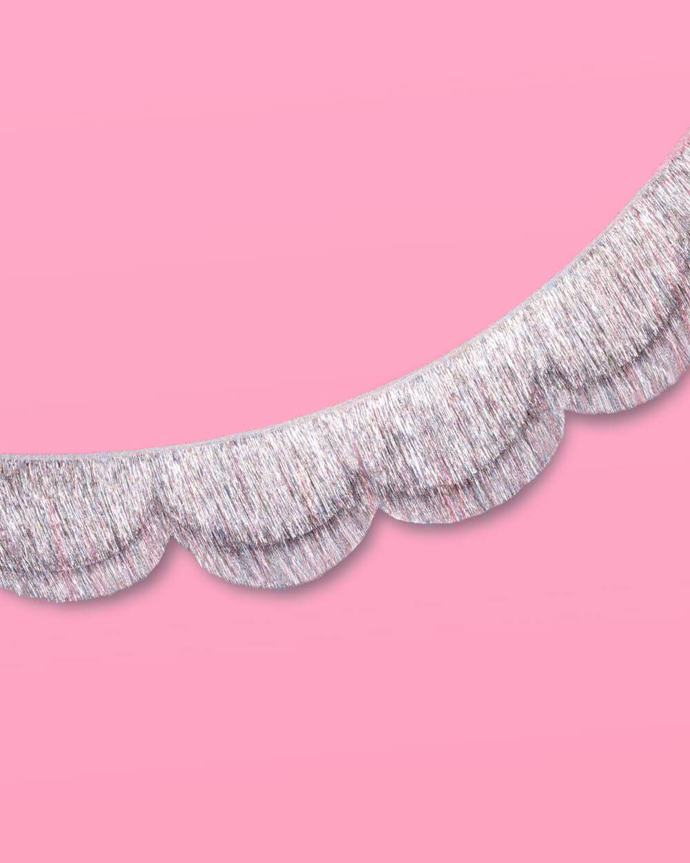 Silver Iridescent Scalloped Fringe Banner | 6 ft party decor