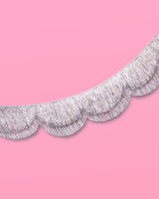 Silver Iridescent Scalloped Fringe Banner | 6 ft party decor