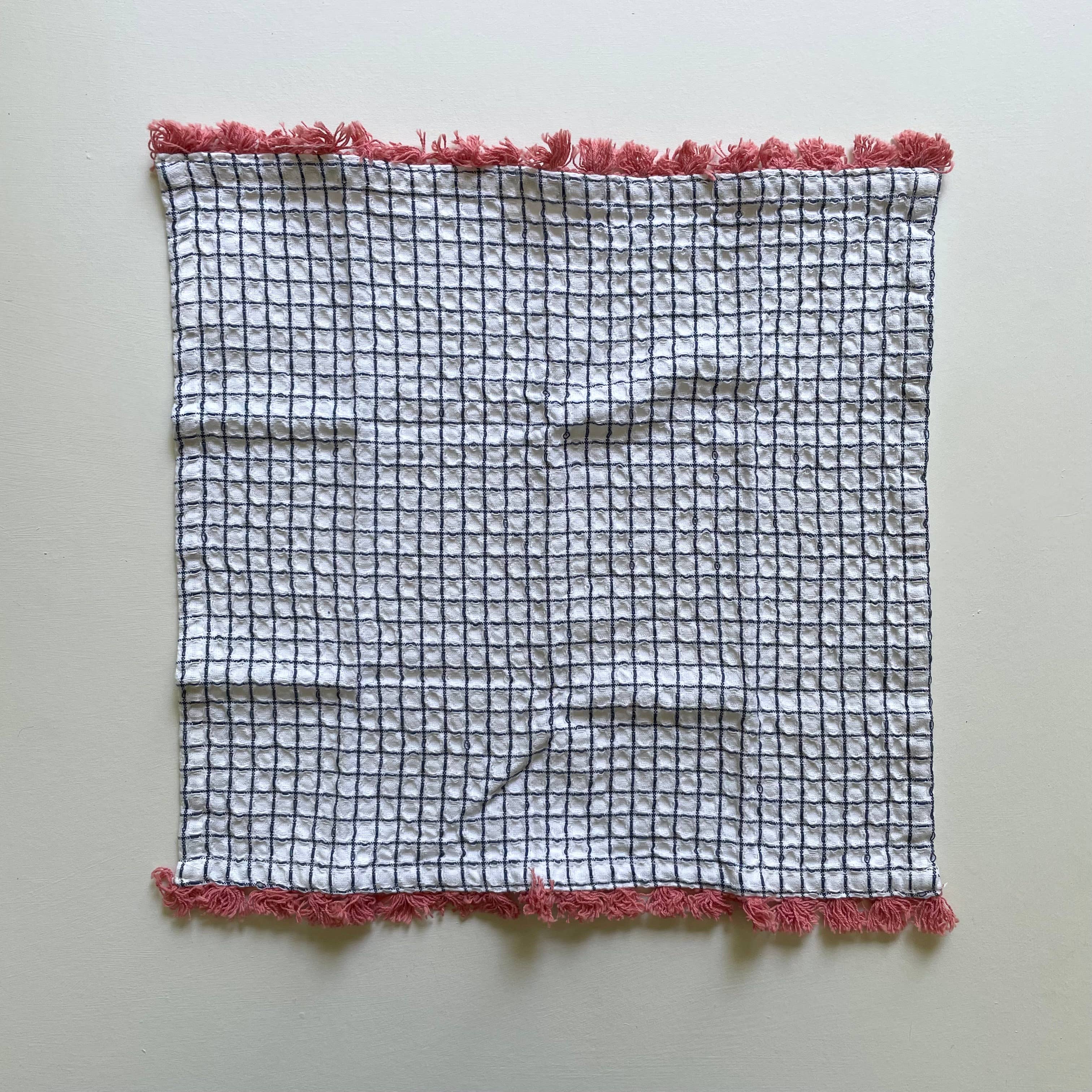 100% cotton waffle square bright fringe kitchen dishcloth