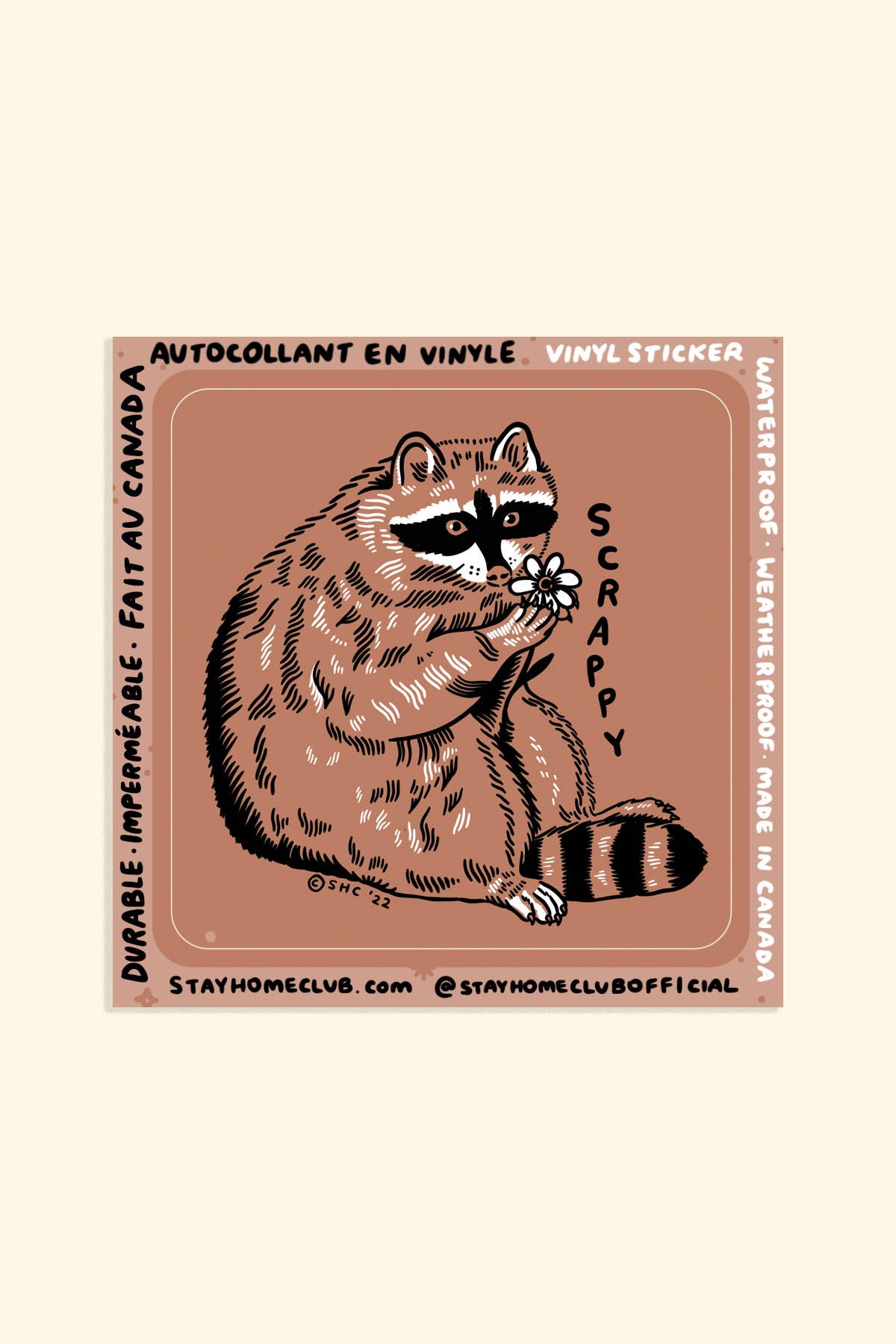 Stay Home Club *Scrappy Raccoon* Sticker | Waterproof Vinyl Sticker