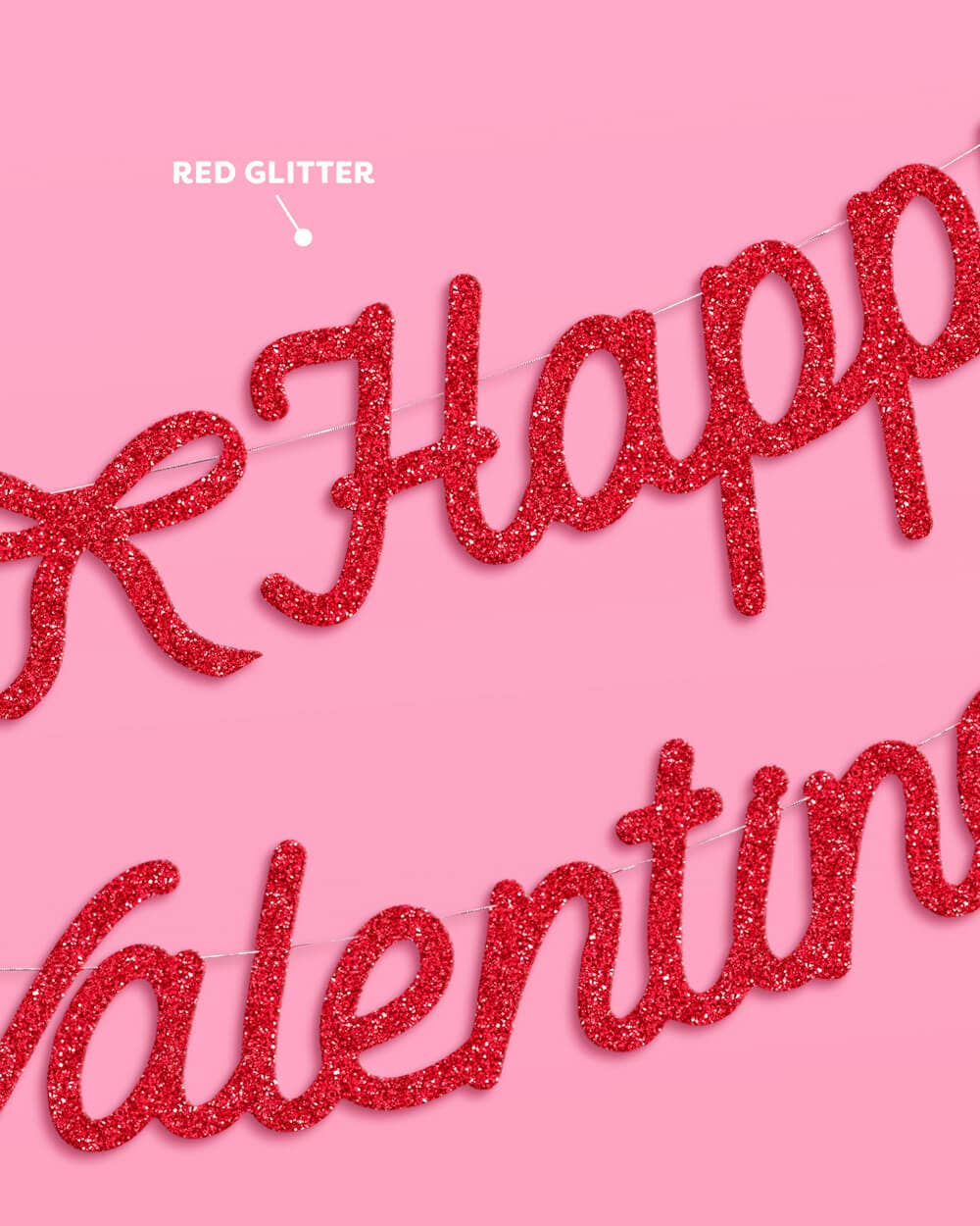 Happy Valentine's Day Banner - 3D glitter banner, Vday