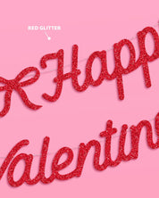 Happy Valentine's Day Banner - 3D glitter banner, Vday