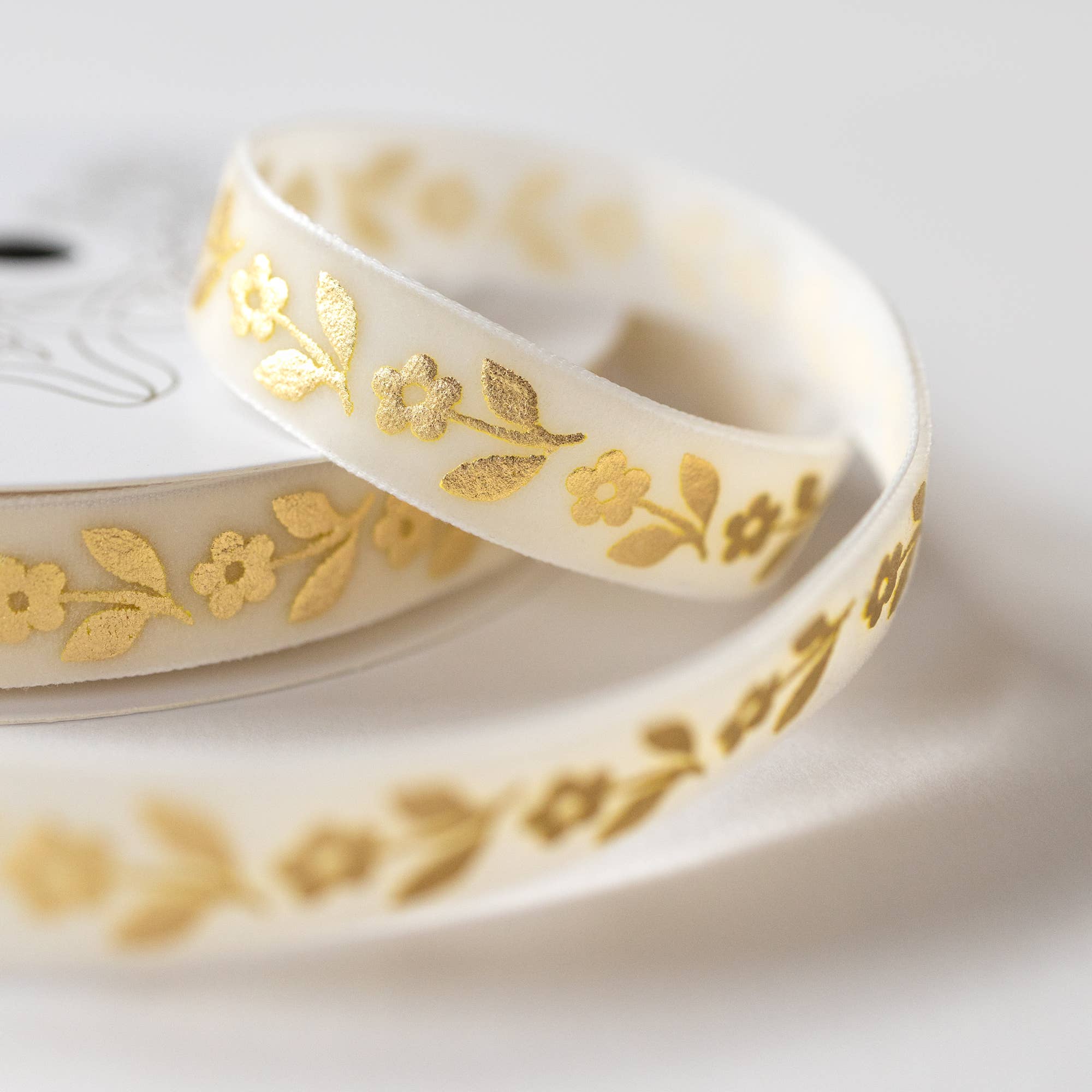 Gold Daisy Velvet Ribbon
