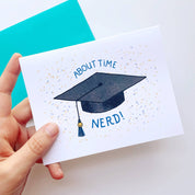 About Time, Nerd! Blue Themed Graduation Card