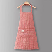Cotton Striped Grid Kitchen Apron with Pocket_CWMM10095