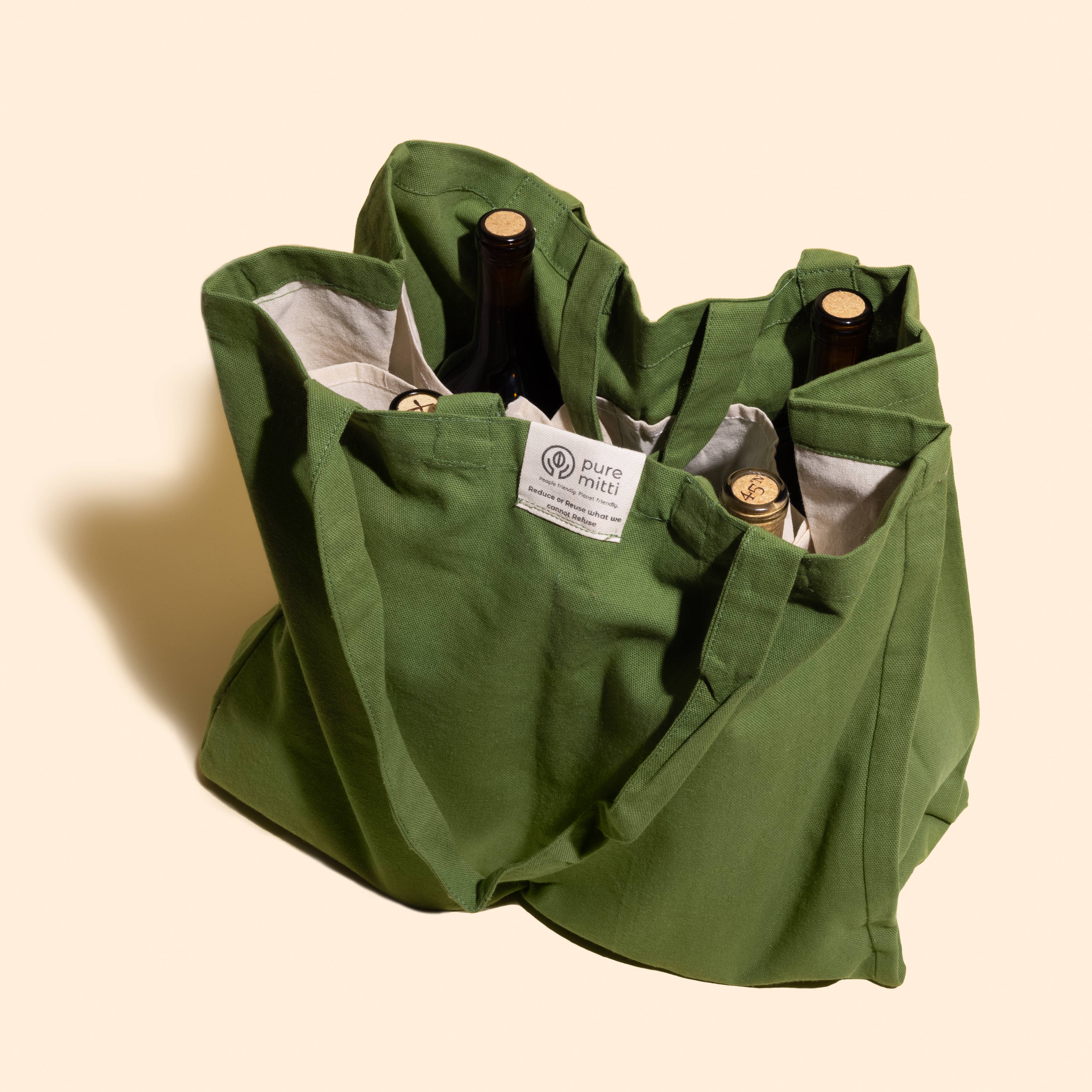 Multi-Pocket Cotton Tote Sage Green