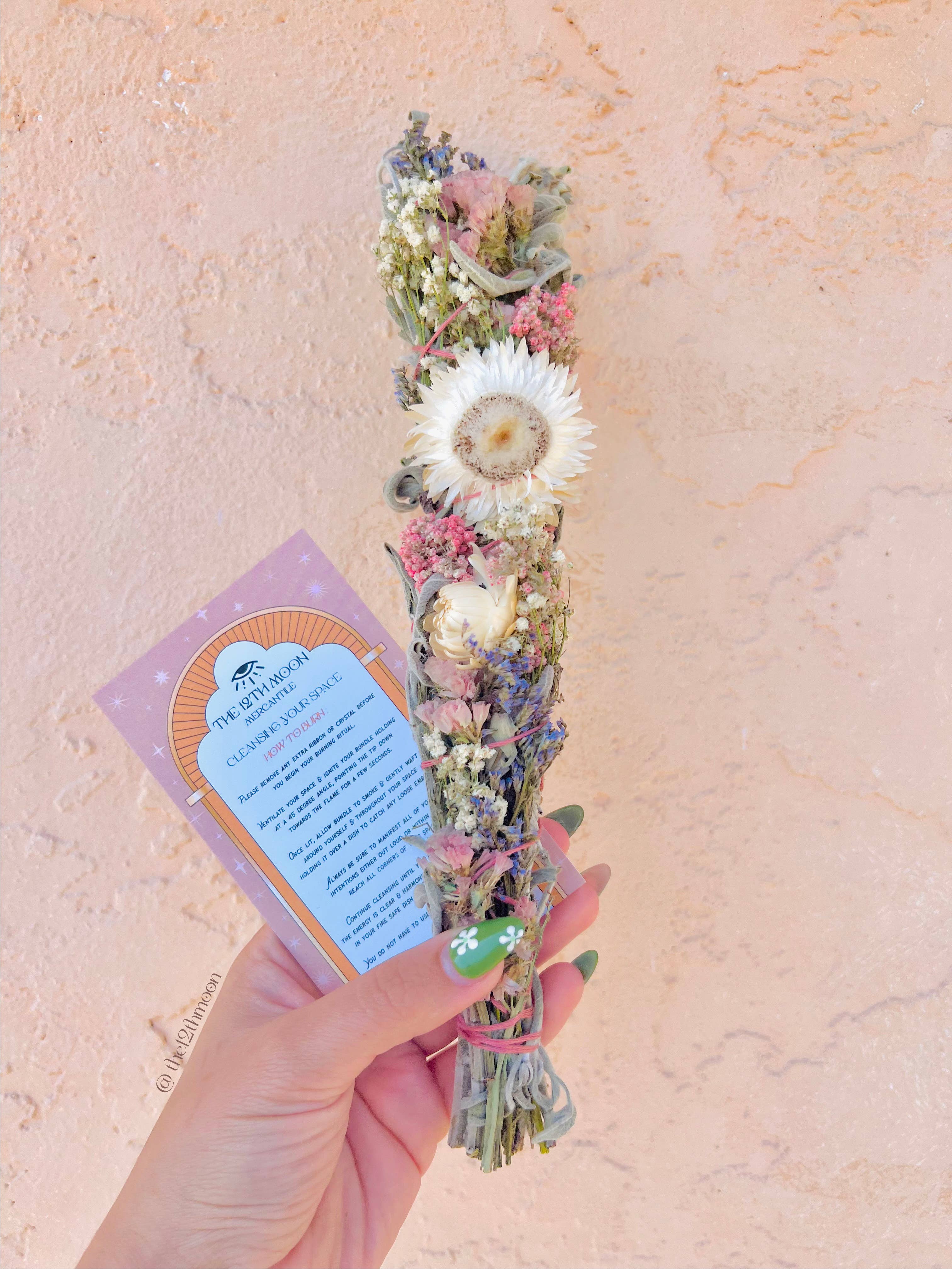 The 12th Moon PRAIRIE Floral Sage Smudge Bundle - Botanical Smoke Cleanser