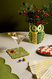 Owl - Mini Paper Vase | Green & Gold Foil | Christmas & Luck