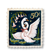 Swan Stamp Magical Night Scene Sticker