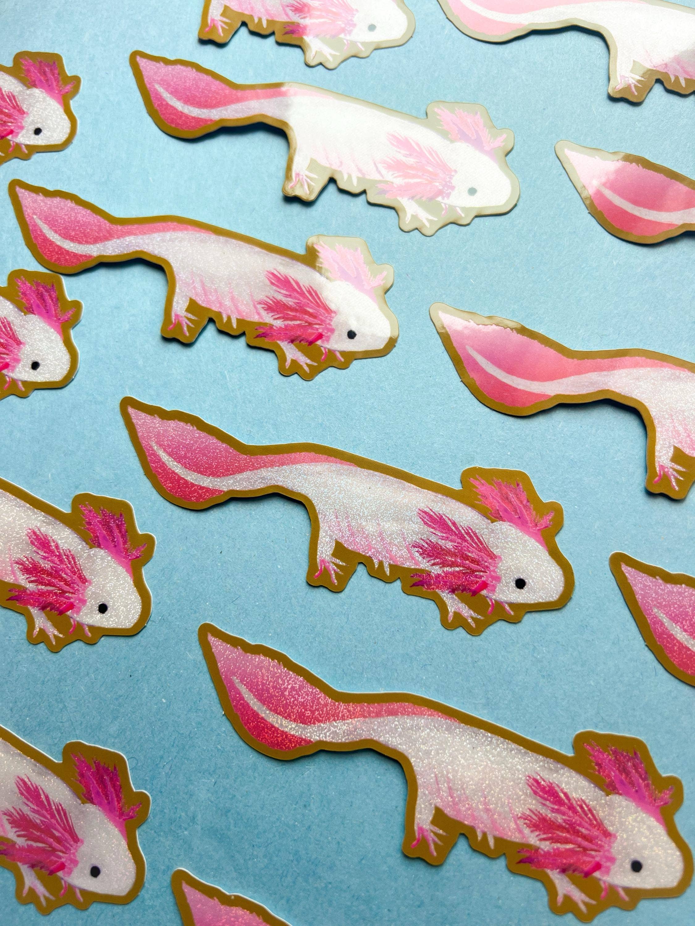 Glitter Axolotl Sticker - Glossy