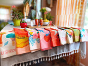 Mushroom Linen Cotton Handmade Tea Towel