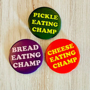 Cheese eating champ retro style Pinback button pin foodie