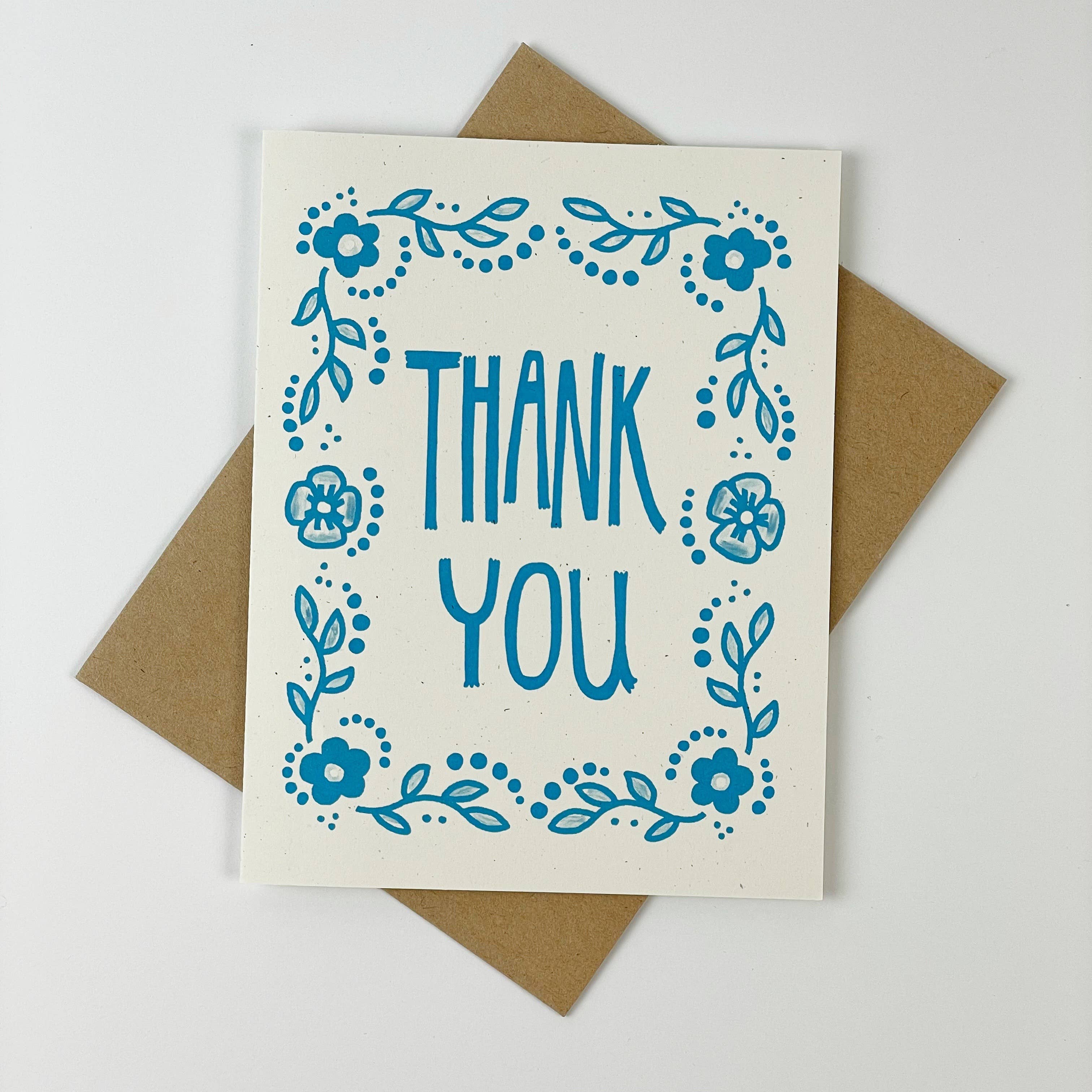 Thank You Folk Delft Art Greeting Card