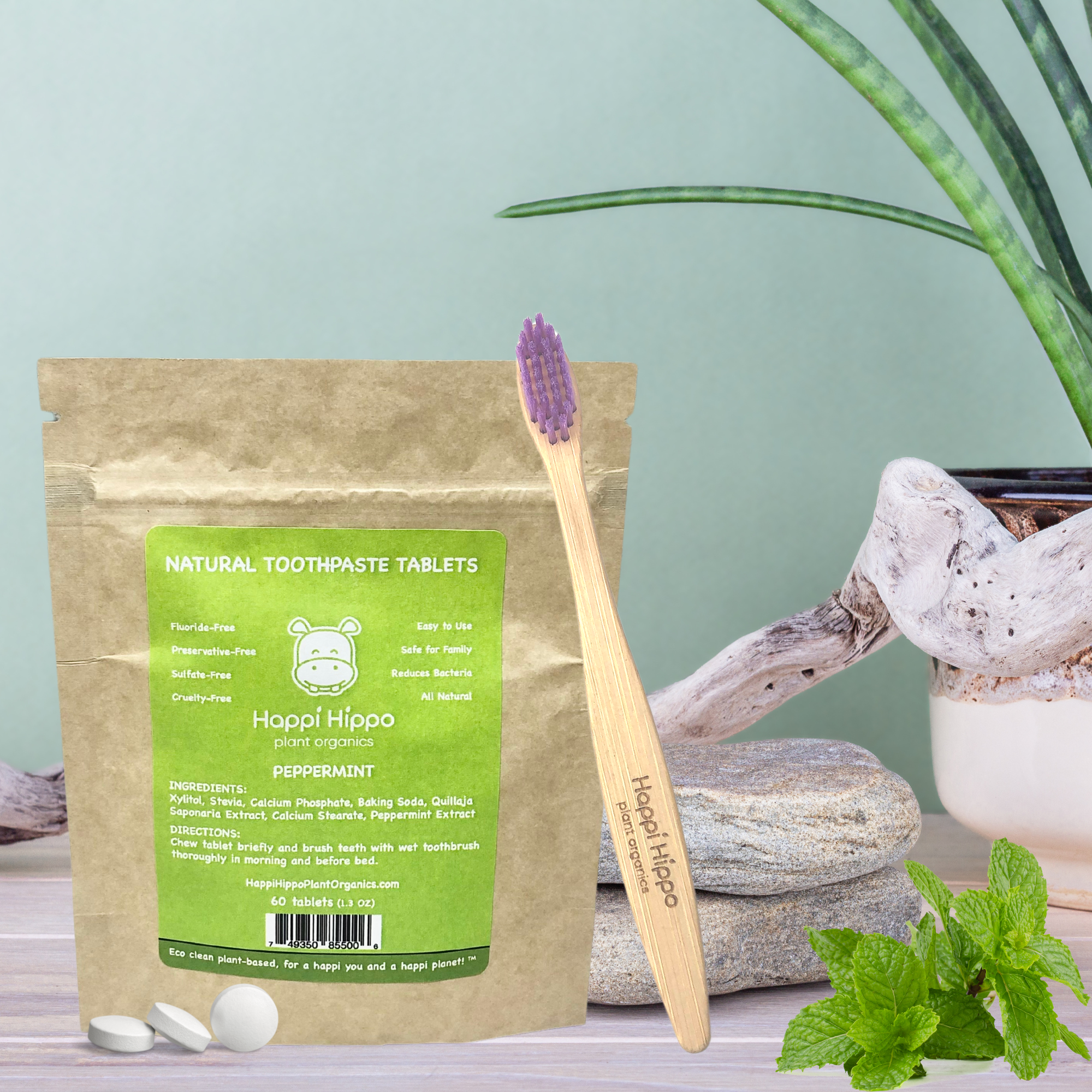 Toothpaste Tablets in Compostable Standup Pouch - Peppermint