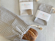 Check Linen Bread Bags, set of two