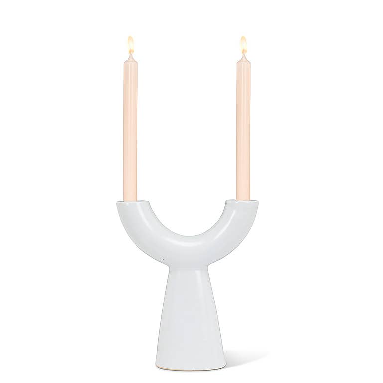 White Double Taper Holder