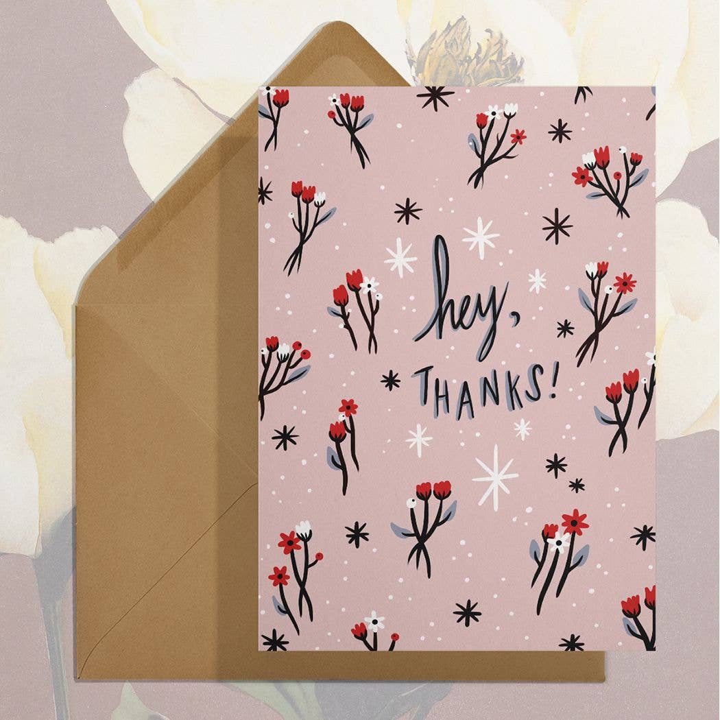 Stay Home Club *Hey Thanks*  Floral Card