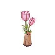 3D Wooden Flower Puzzle: Pink Tulip