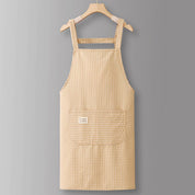 Cotton Striped Grid Kitchen Apron with Pocket_CWMM10095