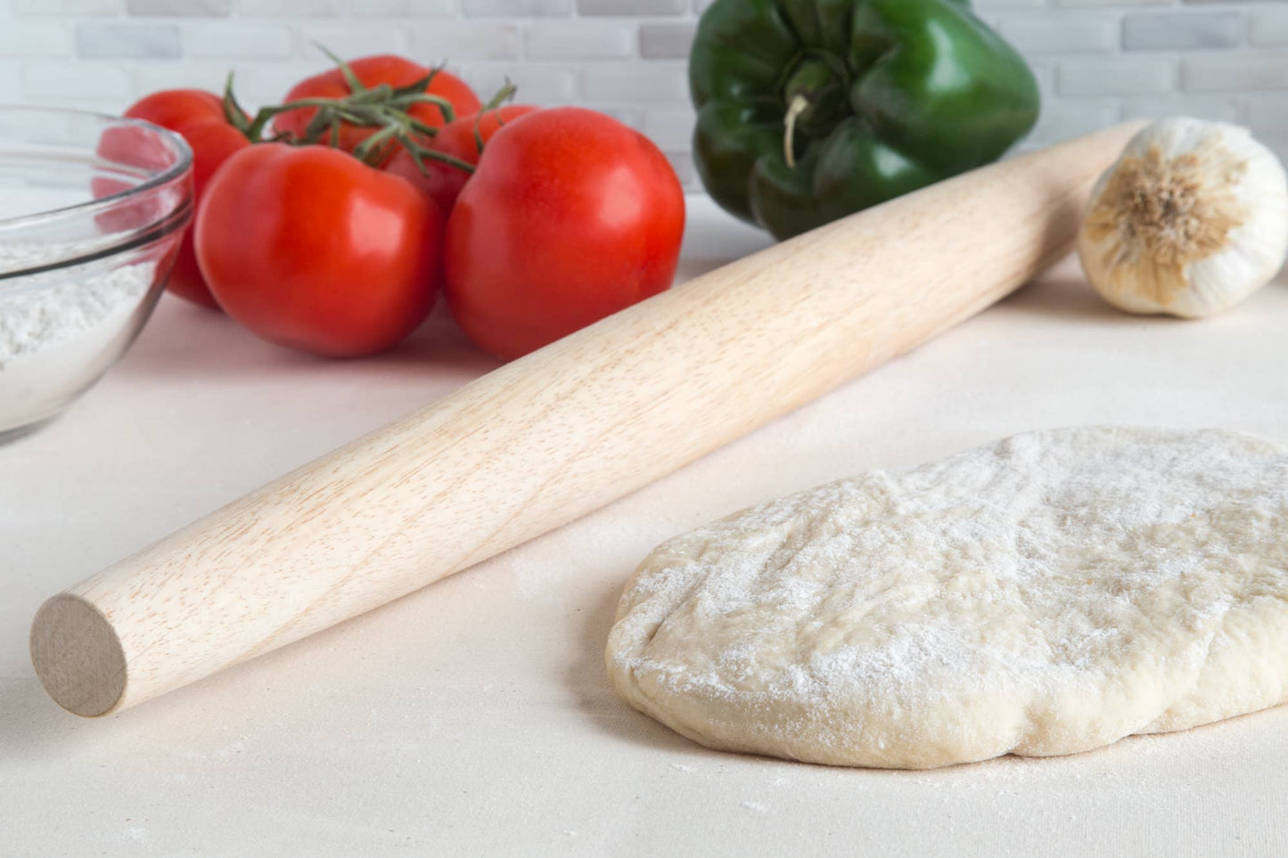 Fox Run Straight Rolling Pin with Tapered Ends, Wood- 20"
