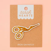 Stork Scissor Iron-On Patch (Pink)