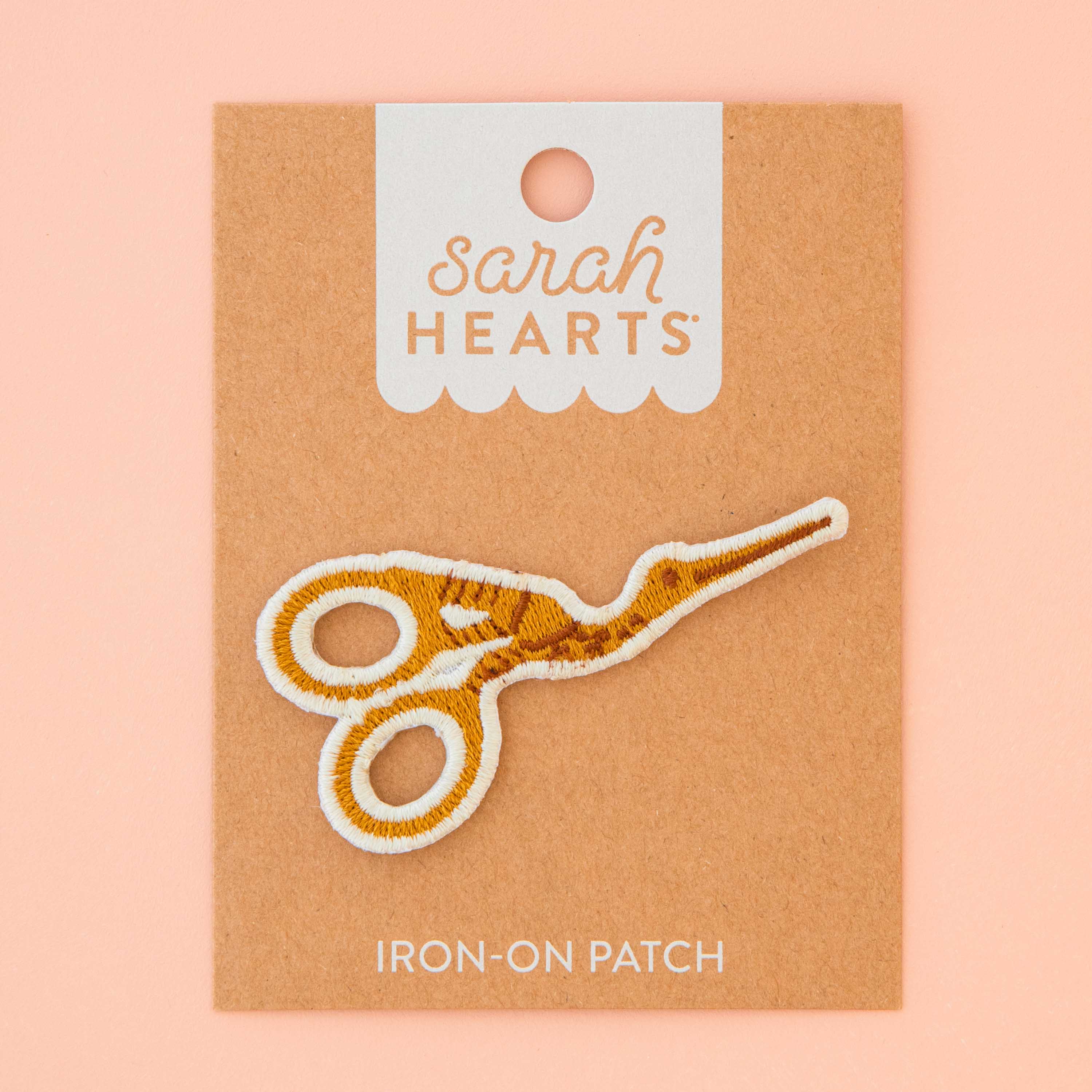Stork Scissor Iron-On Patch (Pink)