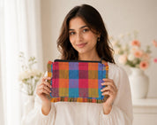 Assorted Madras Check Print Canvas Pouch