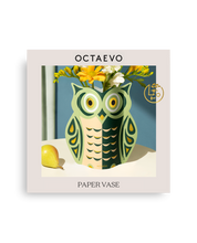 Owl - Mini Paper Vase | Green & Gold Foil | Christmas & Luck