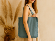 Blue Ruffle Tote Bag