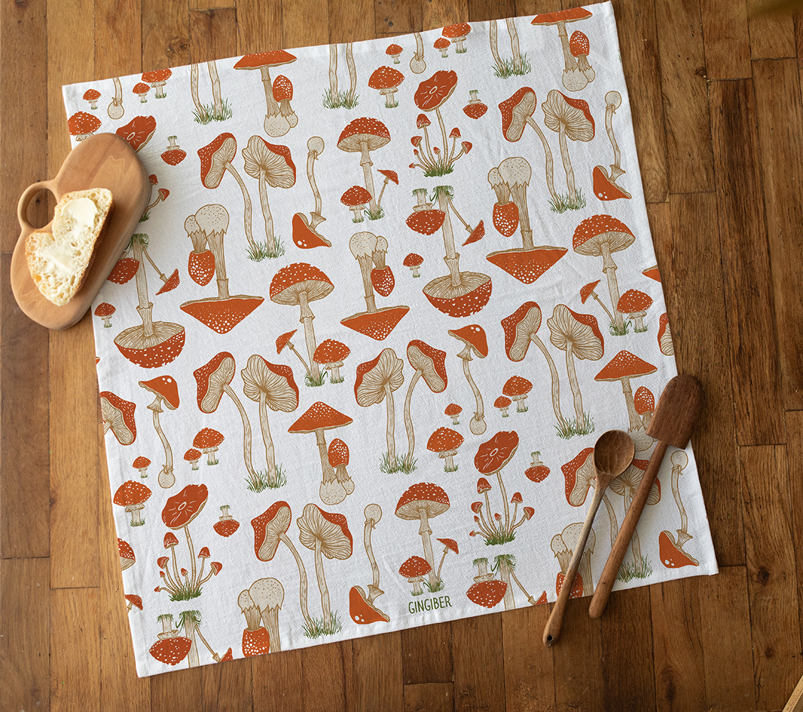 Enchanted Toadstools Tea Towel– Mushrooms