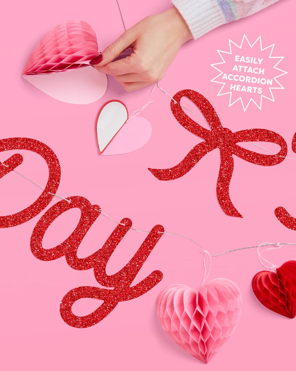 Happy Valentine's Day Banner - 3D glitter banner, Vday