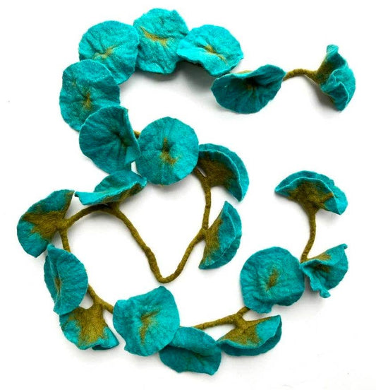 Felt Flower Vine Garland - Turquoise