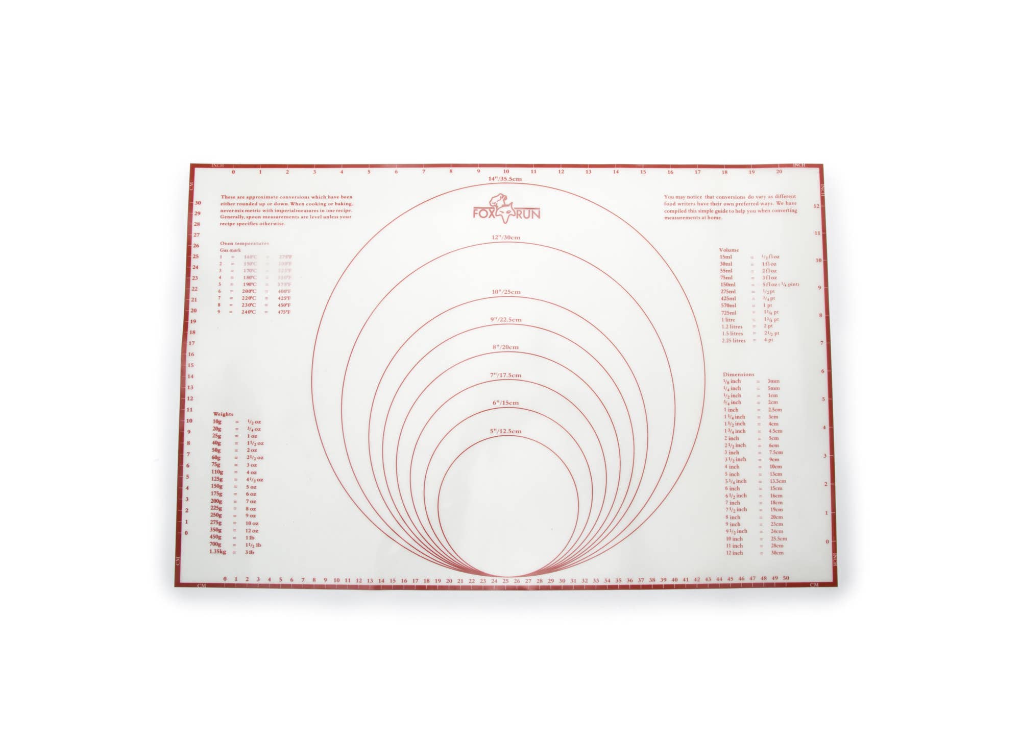 Fox Run Silicone Baking Mat with Measurements, 23.25" x 15.25"