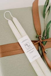 Natural White | Dipped Beeswax Taper Candles | All Natural
