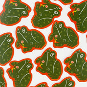 Frowny Frog Vinyl Sticker