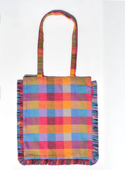 Madras Check Ruffle Tote Bag