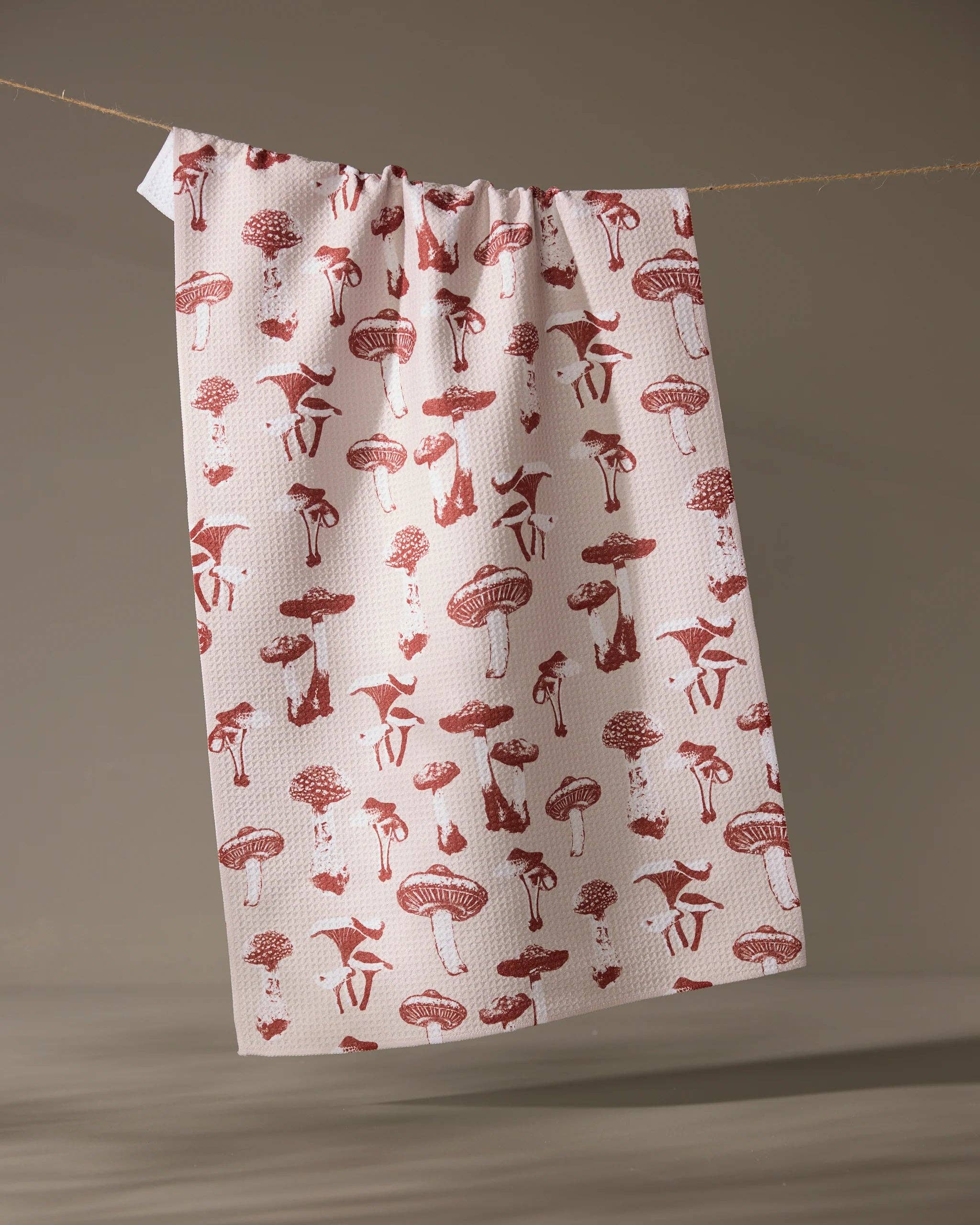 Geometry Autumn Mushrooms Tea Towel