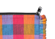 Assorted Madras Check Print Canvas Pouch