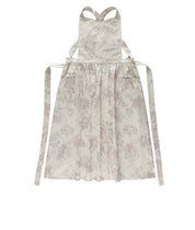 Linen Floral Apron- Light Grey