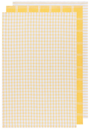 Tic Tac Toe Lemon Yellow Dishtowels Set of 3