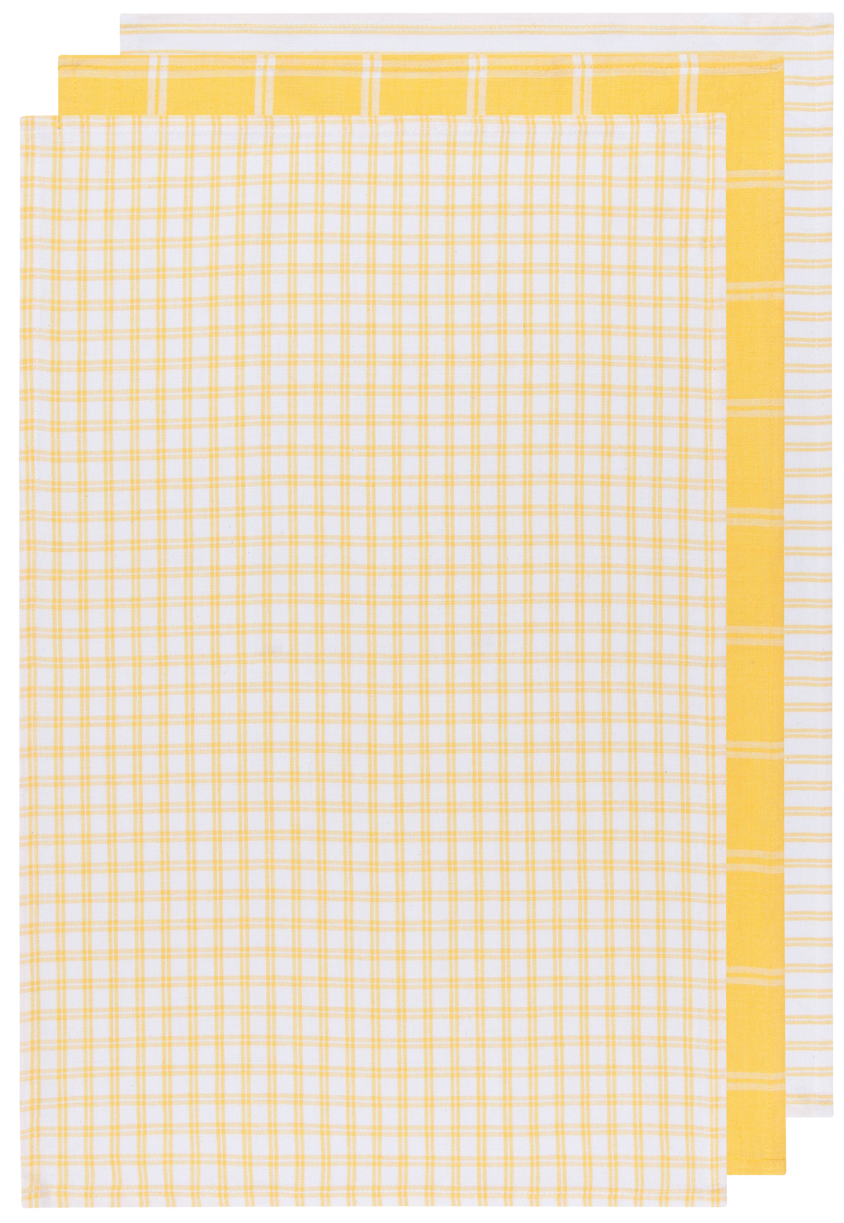 Tic Tac Toe Lemon Yellow Dishtowels Set of 3