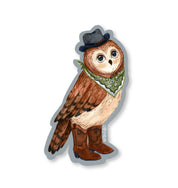 Howdy Owl Cowboy Character Vinyl Sticker