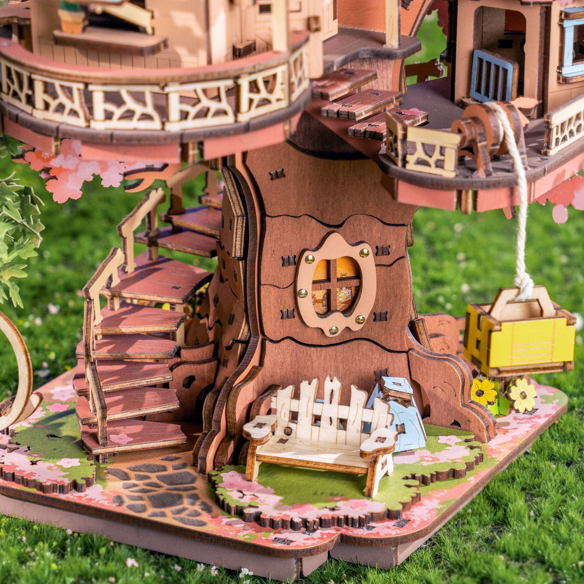 DIY Wooden Puzzle: Sakura Tree House