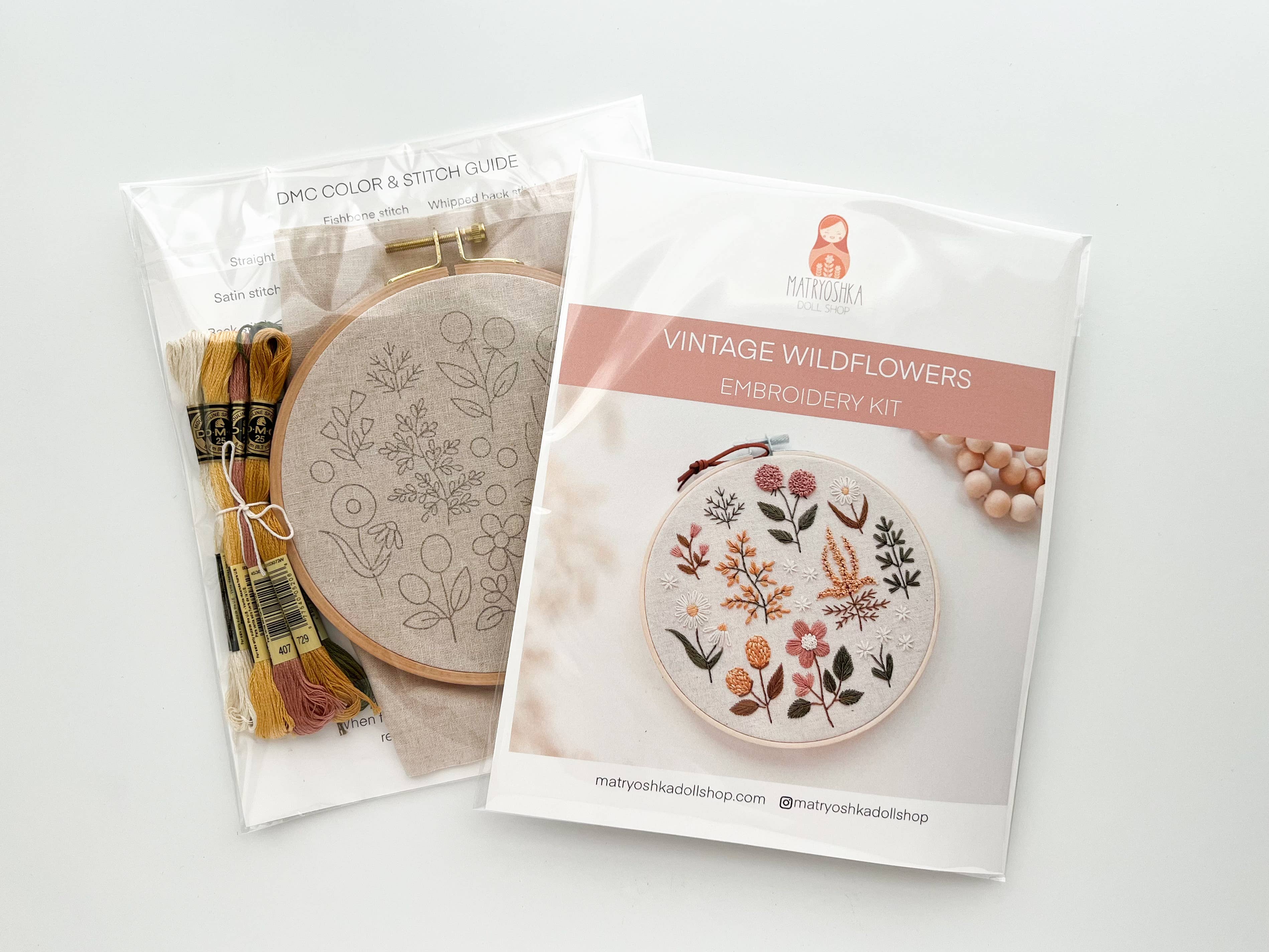 Floral Embroidery DIY Kit, modern embroidery craft kit