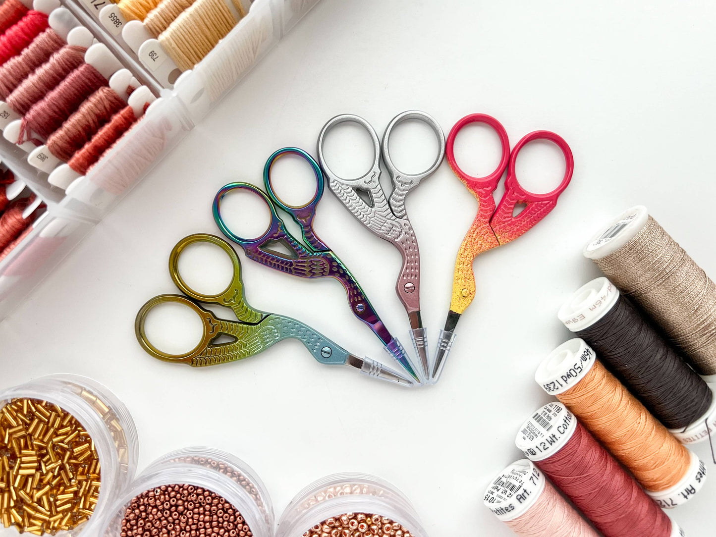Stork Embroidery Scissors- Pink Shell