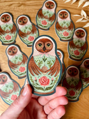 Folk Art Owl Character, Nesting Doll Art Sticker