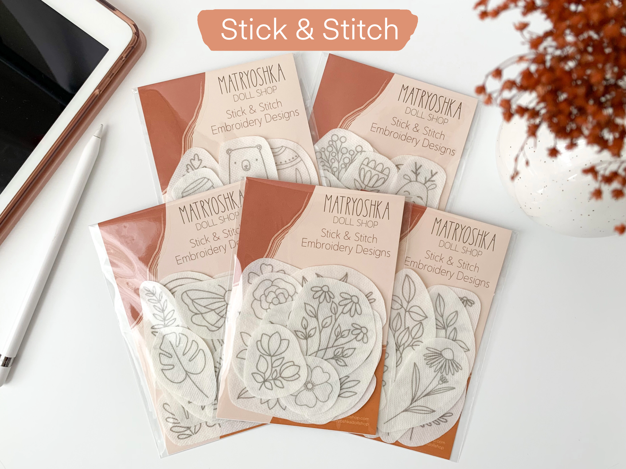Floral Stick & Stitch Embroidery Designs/Patterns