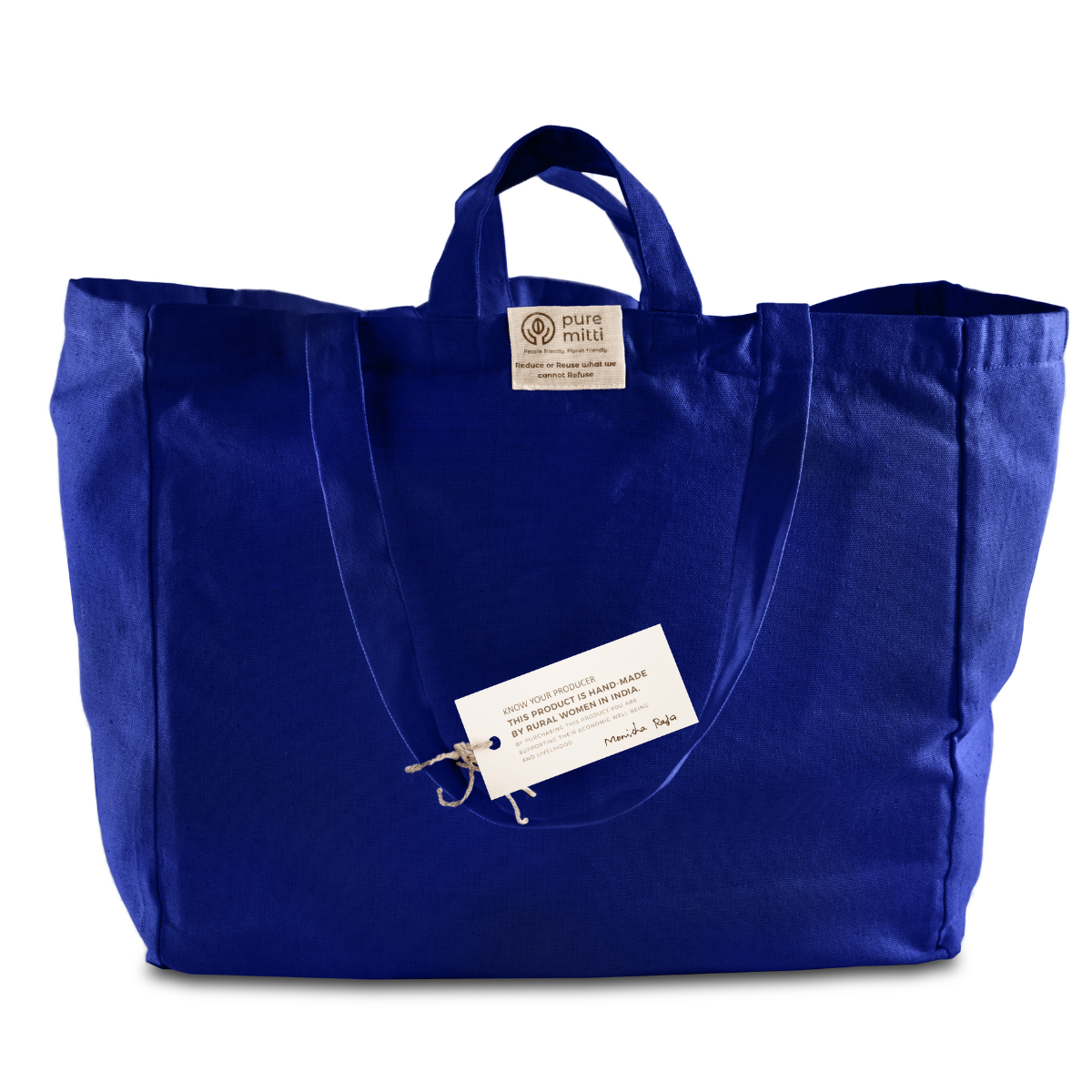 Multi-Pocket 100% Cotton Grocery Tote – Indigo